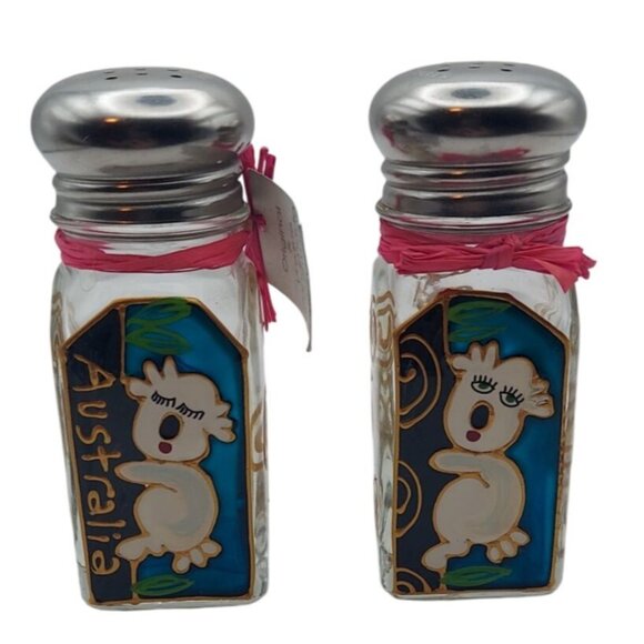 Liza Enger Handpainted Koala Bear Glass Salt & Pepper Shakers Gift Box Australia - Picture 2 of 13